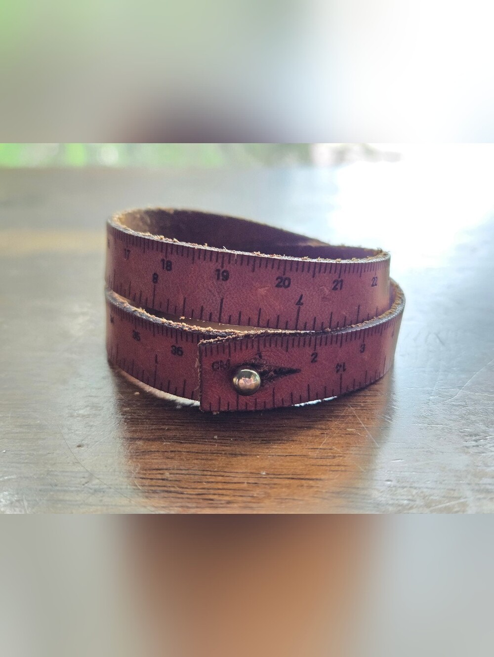 Leather Wrist Ruler Double Wrap Bracelet